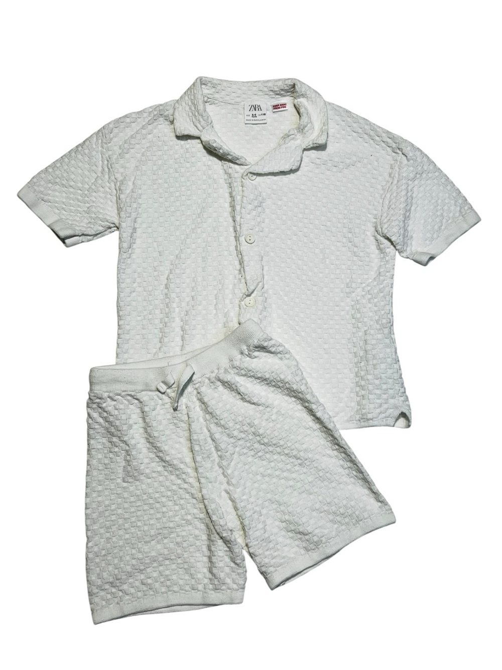 Zara Kids‎ Cream Textured Short Pajama Set